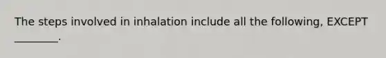 The steps involved in inhalation include all the following, EXCEPT ________.