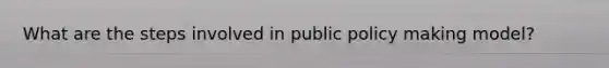 What are the steps involved in public policy making model?