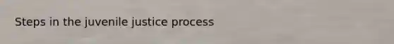 Steps in the juvenile justice process