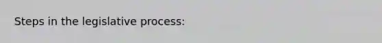 Steps in the legislative process: