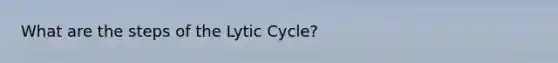 What are the steps of the Lytic Cycle?