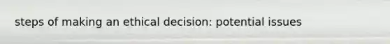 steps of making an ethical decision: potential issues