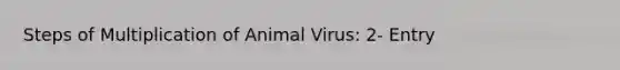 Steps of Multiplication of Animal Virus: 2- Entry