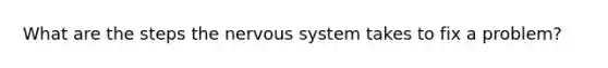 What are the steps the nervous system takes to fix a problem?