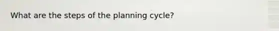 What are the steps of the planning cycle?