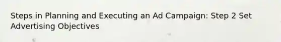 Steps in Planning and Executing an Ad Campaign: Step 2 Set Advertising Objectives