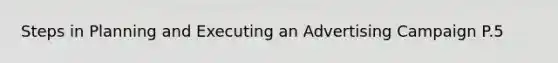 Steps in Planning and Executing an Advertising Campaign P.5