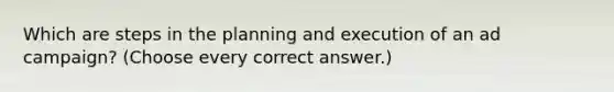 Which are steps in the planning and execution of an ad campaign? (Choose every correct answer.)