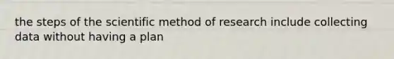 the steps of <a href='https://www.questionai.com/knowledge/koXrTCHtT5-the-scientific-method' class='anchor-knowledge'>the scientific method</a> of research include collecting data without having a plan