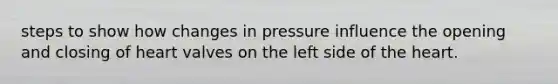 steps to show how changes in pressure influence the opening and closing of heart valves on the left side of the heart.