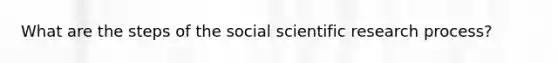 What are the steps of the social scientific research process?