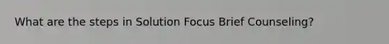 What are the steps in Solution Focus Brief Counseling?