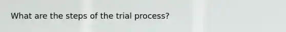 What are the steps of <a href='https://www.questionai.com/knowledge/kXTlGxX4YK-the-trial-process' class='anchor-knowledge'>the trial process</a>?