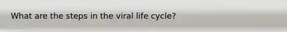 What are the steps in the viral life cycle?