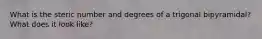 What is the steric number and degrees of a trigonal bipyramidal? What does it look like?
