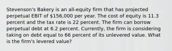 Stevenson's Bakery is an all-equity firm that has projected perpetual EBIT of 156,000 per year. The cost of equity is 11.3 percent and the tax rate is 22 percent. The firm can borrow perpetual debt at 6.2 percent. Currently, the firm is considering taking on debt equal to 66 percent of its unlevered value. What is the firm's levered value?