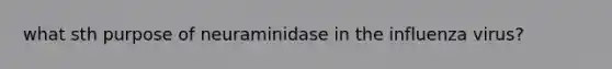 what sth purpose of neuraminidase in the influenza virus?