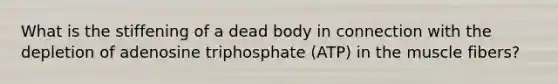 What is the stiffening of a dead body in connection with the depletion of adenosine triphosphate (ATP) in the muscle fibers?