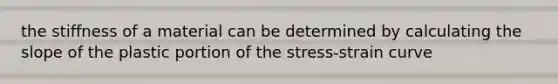 the stiffness of a material can be determined by calculating the slope of the plastic portion of the stress-strain curve