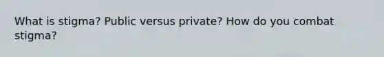 What is stigma? Public versus private? How do you combat stigma?