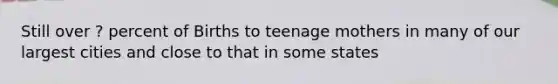 Still over ? percent of Births to teenage mothers in many of our largest cities and close to that in some states