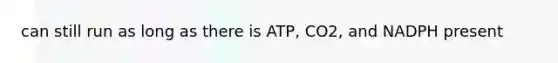 can still run as long as there is ATP, CO2, and NADPH present