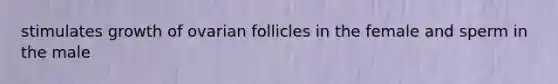stimulates growth of ovarian follicles in the female and sperm in the male