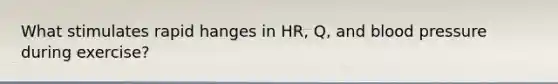 What stimulates rapid hanges in HR, Q, and blood pressure during exercise?