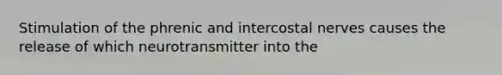 Stimulation of the phrenic and intercostal nerves causes the release of which neurotransmitter into the