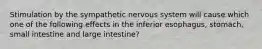 Stimulation by the sympathetic nervous system will cause which one of the following effects in the inferior esophagus, stomach, small intestine and large intestine?