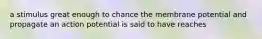 a stimulus great enough to chance the membrane potential and propagate an action potential is said to have reaches