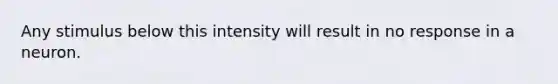 Any stimulus below this intensity will result in no response in a neuron.