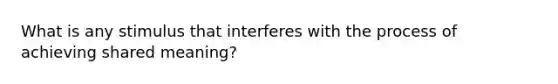 What is any stimulus that interferes with the process of achieving shared meaning?