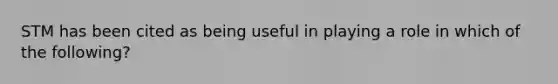 STM has been cited as being useful in playing a role in which of the following?