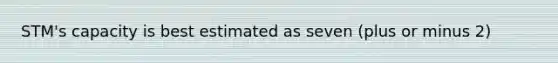 STM's capacity is best estimated as seven (plus or minus 2)