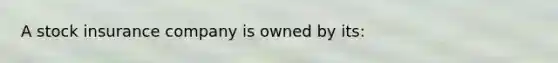 A stock insurance company is owned by its: