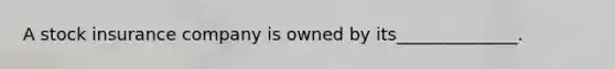 A stock insurance company is owned by its______________.