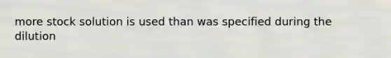 more stock solution is used than was specified during the dilution