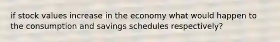 if stock values increase in the economy what would happen to the consumption and savings schedules respectively?