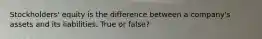 Stockholders' equity is the difference between a company's assets and its liabilities. True or false?