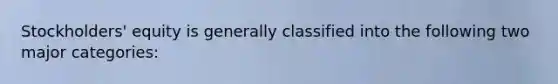 Stockholders' equity is generally classified into the following two major categories: