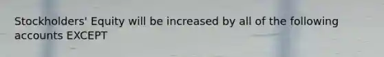Stockholders' Equity will be increased by all of the following accounts EXCEPT