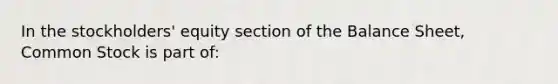 In the stockholders' equity section of the Balance Sheet, Common Stock is part of: