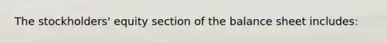 The stockholders' equity section of the balance sheet includes: