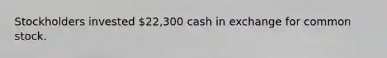 Stockholders invested 22,300 cash in exchange for common stock.