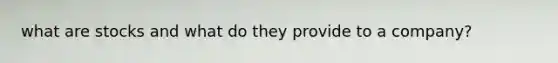what are stocks and what do they provide to a company?