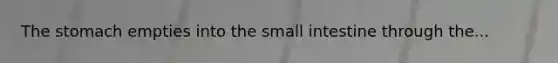 The stomach empties into the small intestine through the...