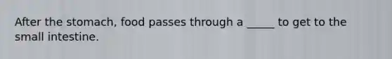 After the stomach, food passes through a _____ to get to the small intestine.