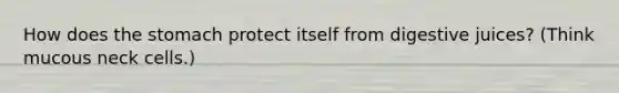 How does the stomach protect itself from digestive juices? (Think mucous neck cells.)