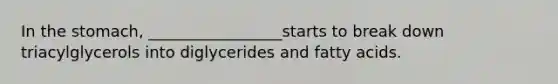 In the stomach, _________________starts to break down triacylglycerols into diglycerides and fatty acids.